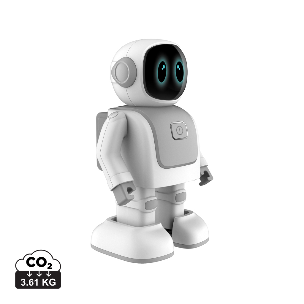 Robert le robot haut-parleur et danseur à personnaliser Blanc et Gris